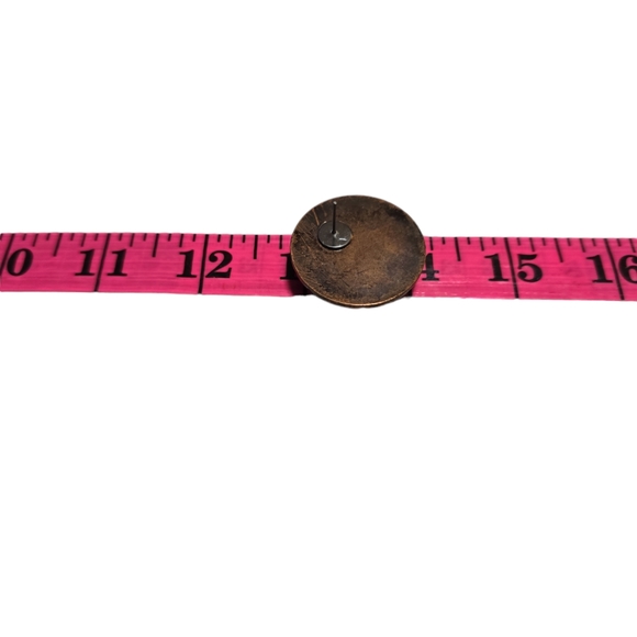 Vintage Black Button Earrings with Faux Copper Trim 14 - Picture 3 of 3